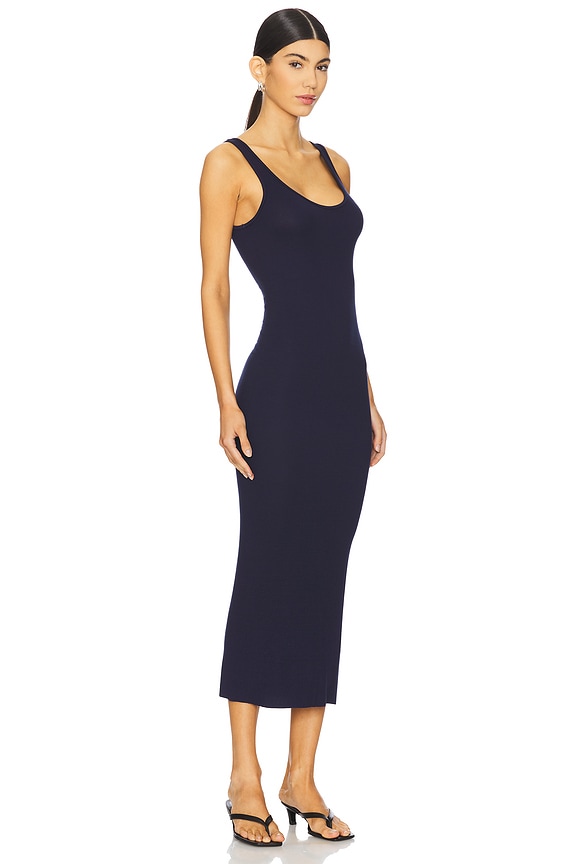 view 2 of 3 Stretch Silk Knit Maxi Tank Dress in Indigo