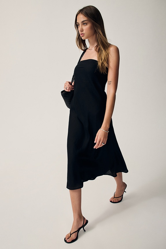 view 1 of 7 Linen Bias Dress in Black