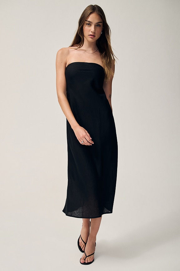 view 2 of 7 Linen Bias Dress in Black