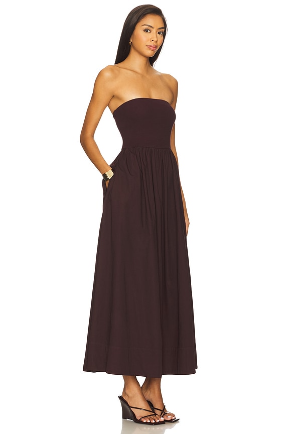 view 2 of 3 Cotton Resort Strapless Dress in Dark Cherry