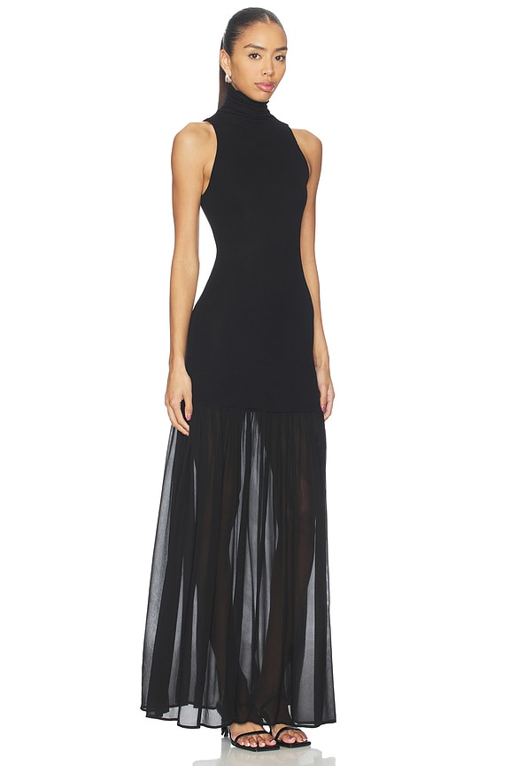 view 2 of 3 Airy Halter Turtleneck Dress in Black