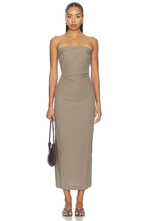 view 1 of 4 VESTIDO JAPANESE MAXI PLAID DRESS in Brown Plaid