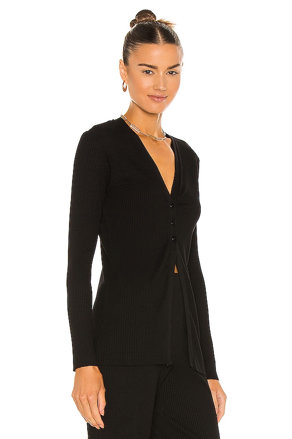 view 2 of 4 Viscose Rib Tunic Cardigan in Black