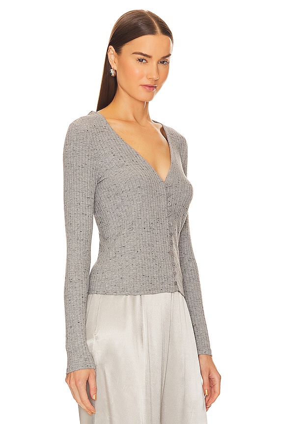 view 2 of 4 Long Sleeve V Cardigan in Grey