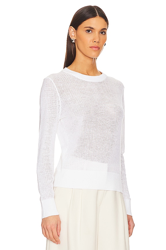 view 2 of 4 Linen Open Knit Crewneck in White
