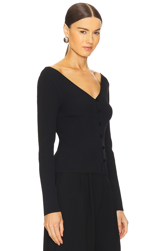 view 2 of 4 Long Sleeve V Cardigan in Black