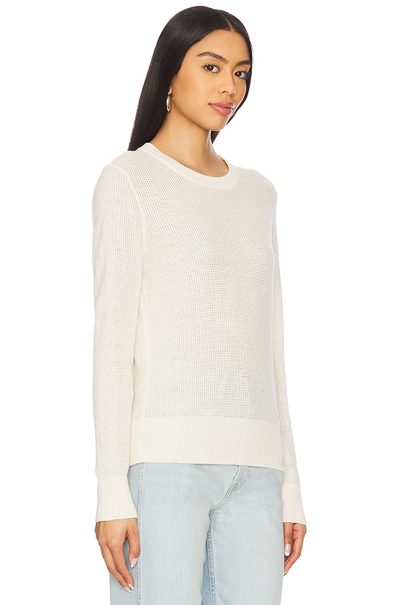 view 2 of 4 Linen Open Knit Crewneck Sweater in Cream