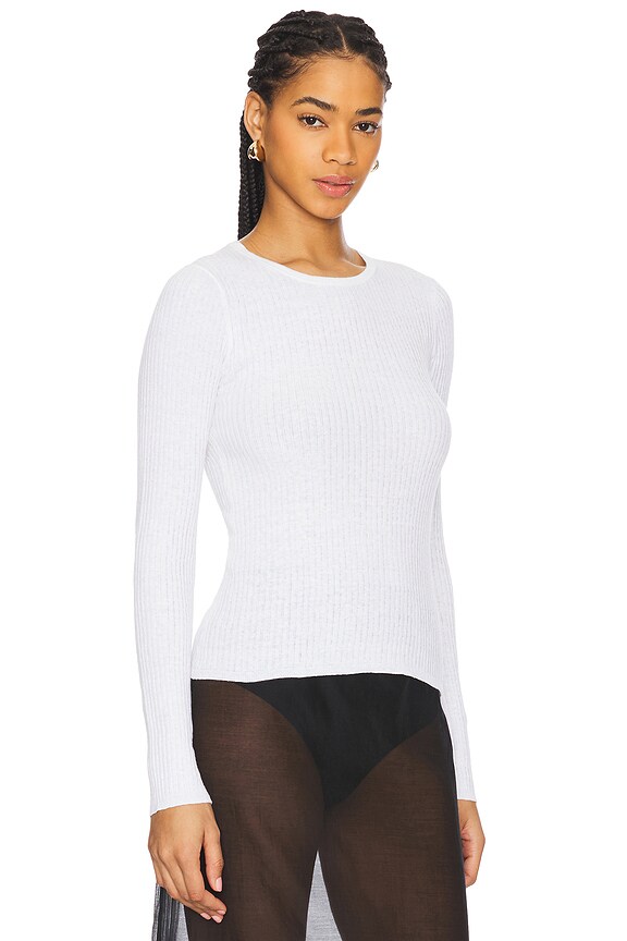 view 2 of 4 CAMISETA TIPO SUÉTER DE MANGA LARGA CON CANALÉ in White