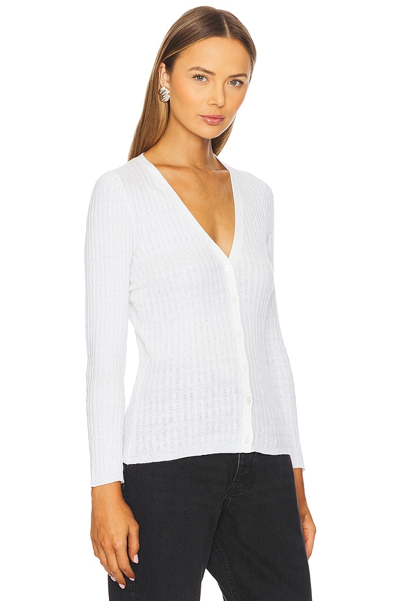 view 2 of 4 Linen V Neck Cardigan in White