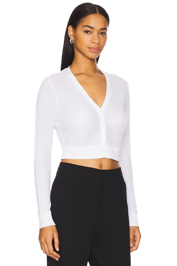 view 2 of 4 Cropped V Neck Cardigan in White