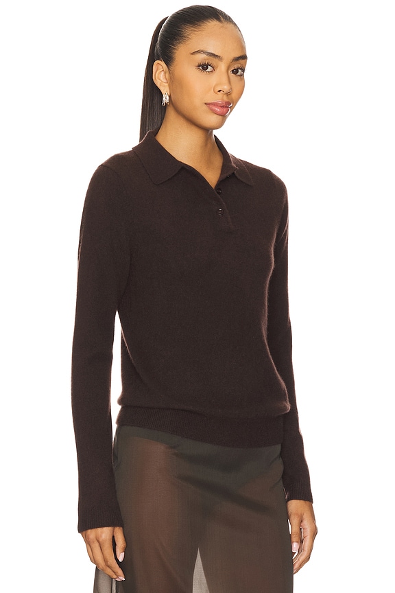 view 2 of 4 Knit Cashmere Polo Sweater in Dark Brown