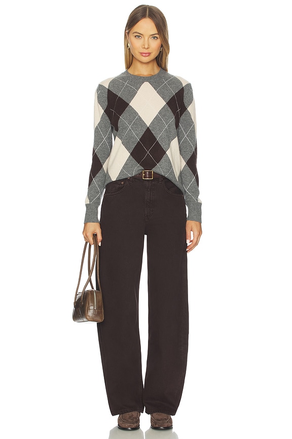 Enza Costa Knit Cashmere Sweater in Argyle | REVOLVE
