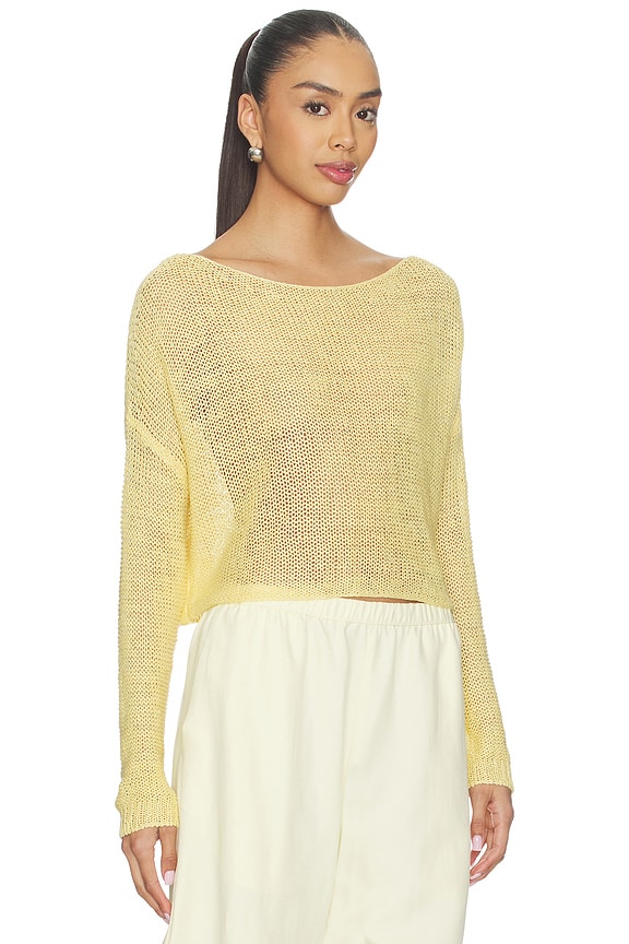 view 2 of 4 SUÉTER BARCO DE PUNTO ABIERTO DE LINO in Flan