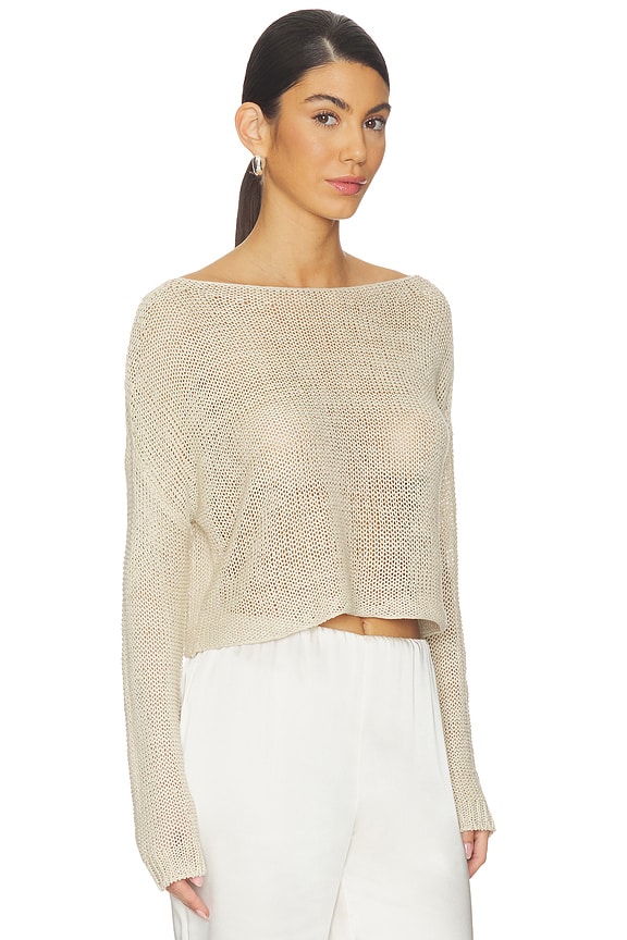 view 2 of 4 SUÉTER BARCO DE PUNTO ABIERTO DE LINO in Pearl Grey