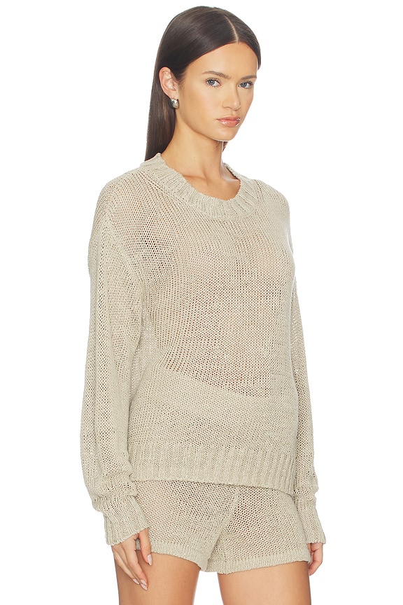 view 2 of 4 SUÉTER DE CUELLO REDONDO DE PUNTO ABIERTO DE LINO in Oatmeal