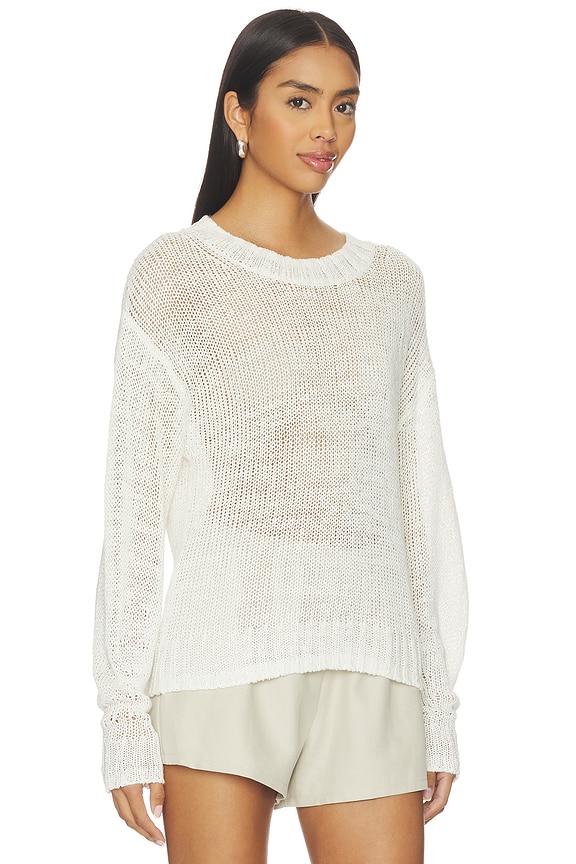 view 2 of 4 RAS DE COU LINEN OPEN KNIT CREWNECK in White