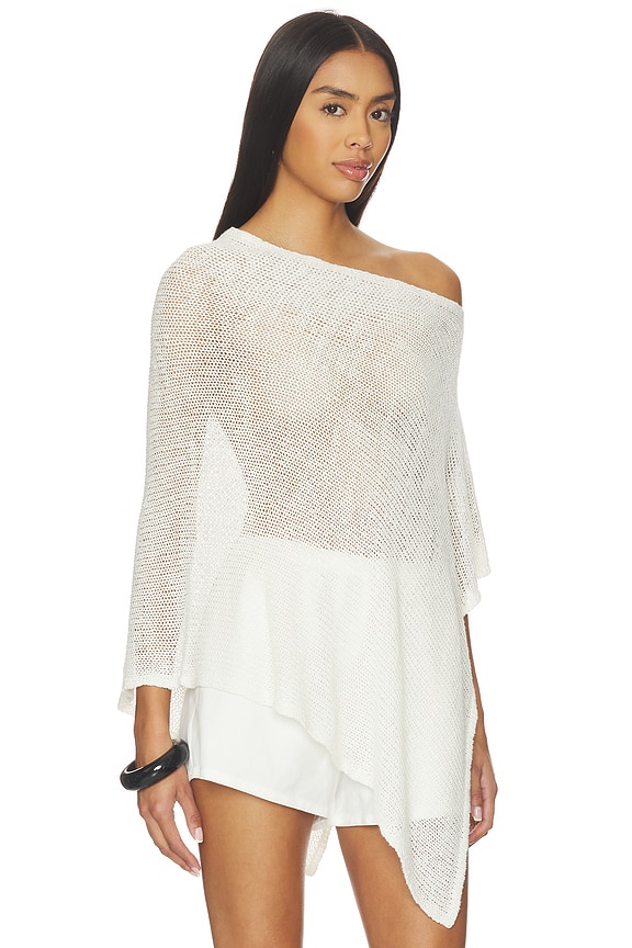 view 2 of 4 Linen Open Knit Poncho in White