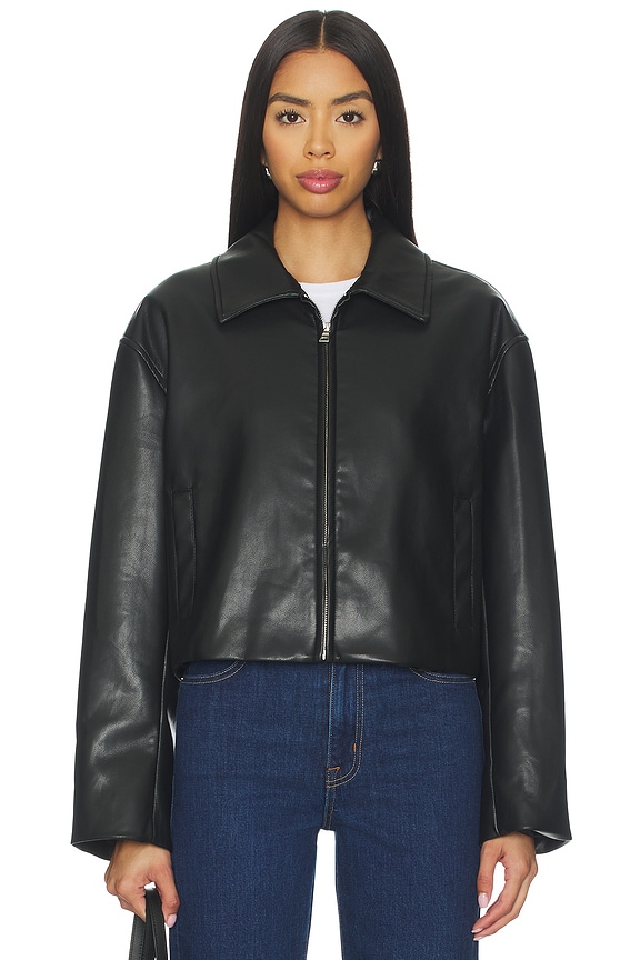 view 2 of 5 Leather Minimal Jacket in Black