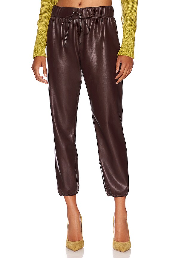 view 1 of 4 Vegan Leather Jogger in Chocolate