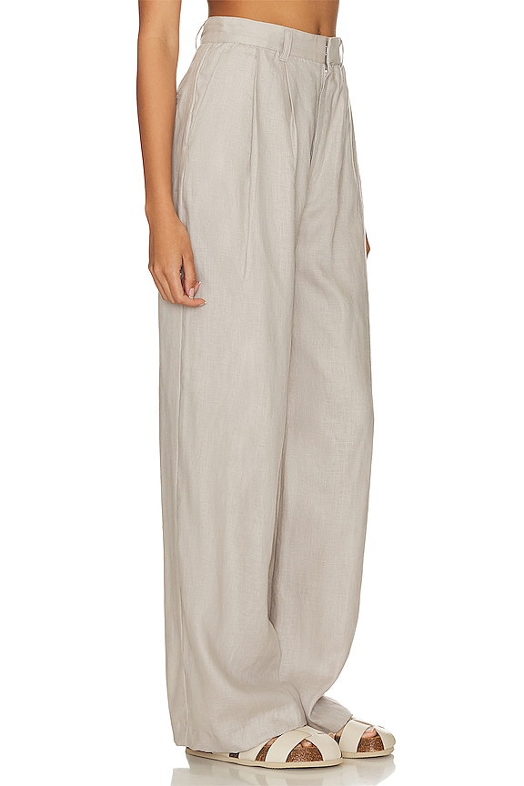 view 2 of 4 PANTALON JAMBES LARGES EN LIN PLISSÉ in Mist