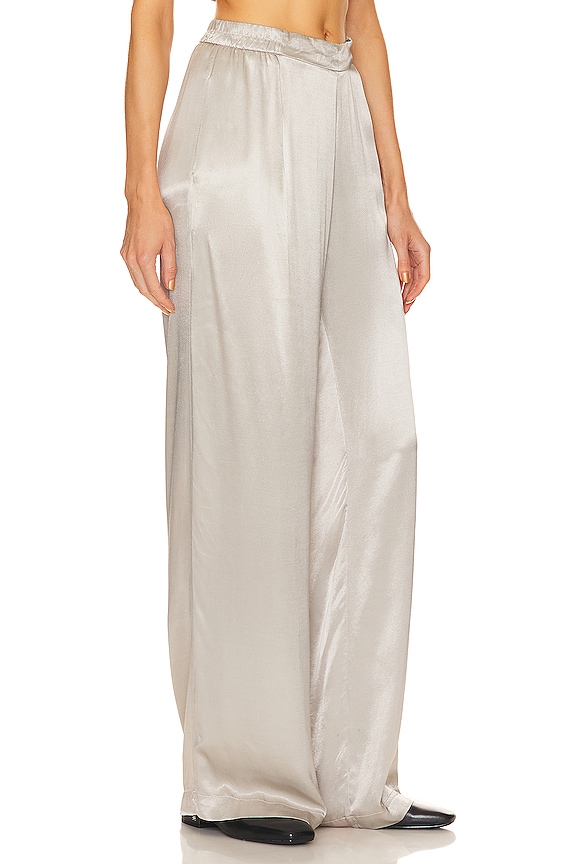 view 2 of 4 Pleated Satin Pant in Grey