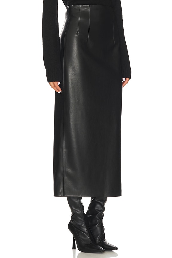 view 2 of 6 Leather Hi-waist Curve Skirt in Black