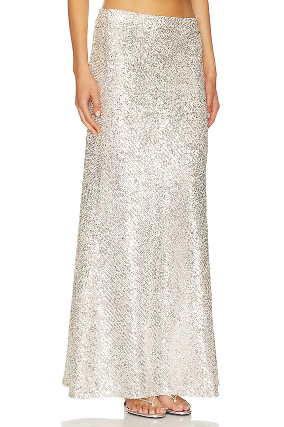 view 2 of 6 Sequin Full Length Skirt in Silver