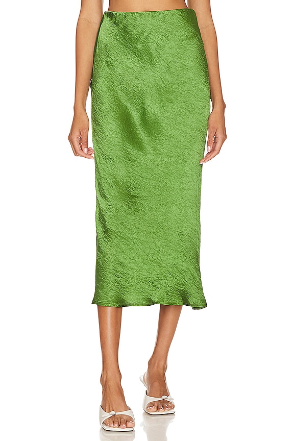 view 1 of 4 JUPE EN SATIN in Grass Green