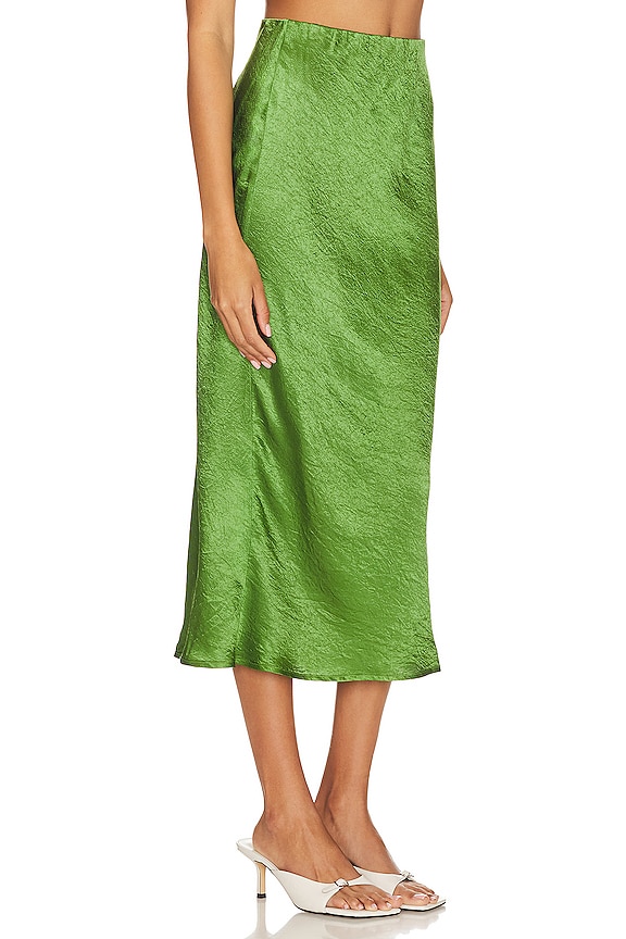 view 2 of 4 JUPE EN SATIN in Grass Green