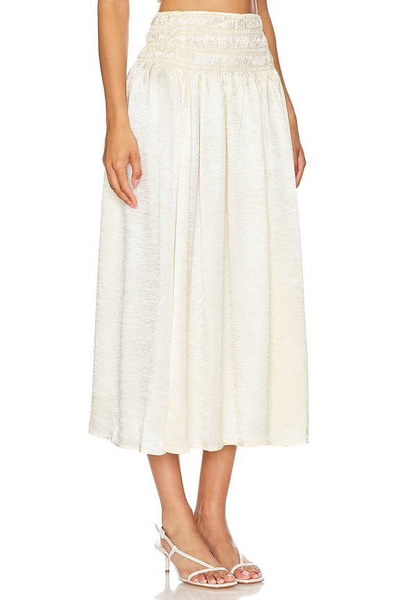 view 2 of 5 FALDA TEXTURED SATIN SMOCKED in Antique Cream