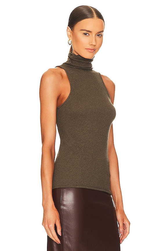 view 2 of 4 Cashmere Halter Turtleneck in Olive Drab