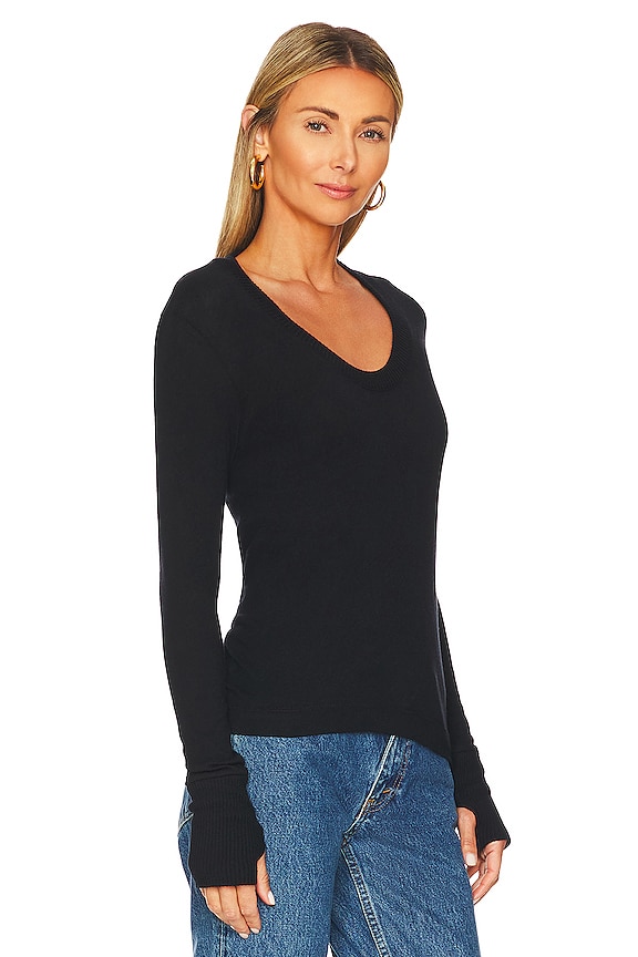view 2 of 4 Cashmere Easy Cuffed U Top in Black
