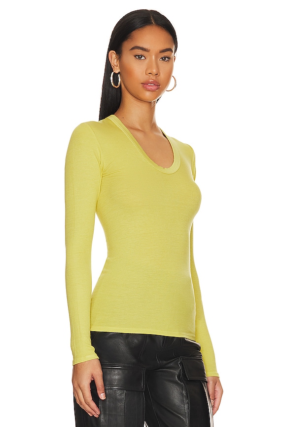 view 2 of 4 Knit Long Sleeve Fitted U Top in Acid