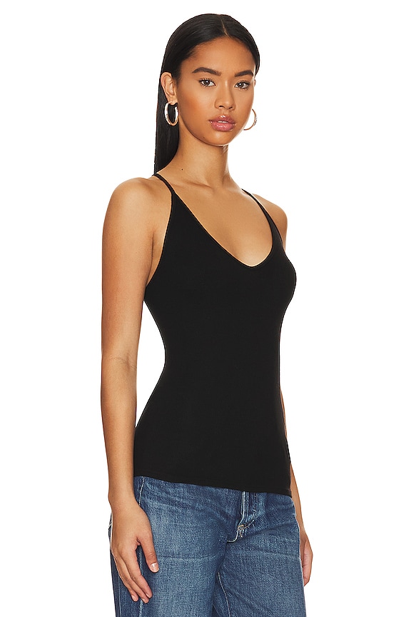 view 2 of 4 Knit V Racer Tank in Black