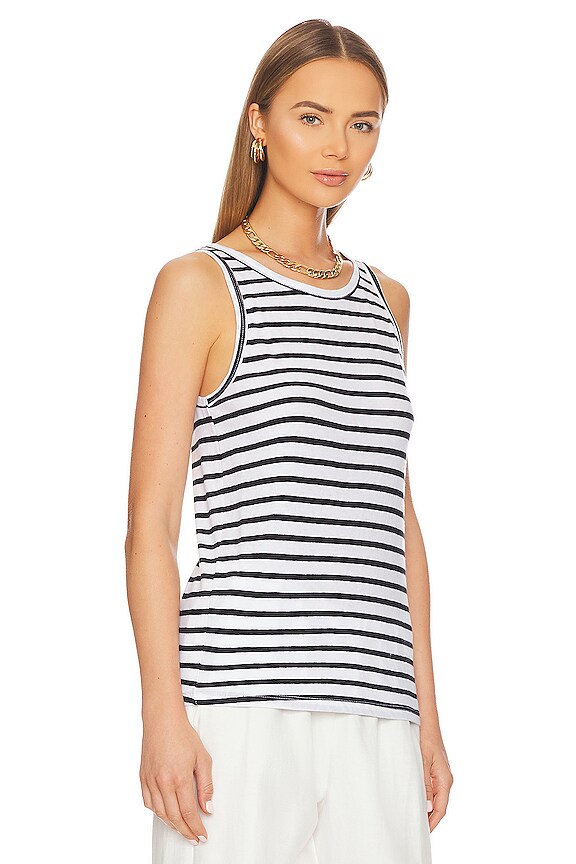 view 2 of 4 Easy Tank in White & Black Stripe
