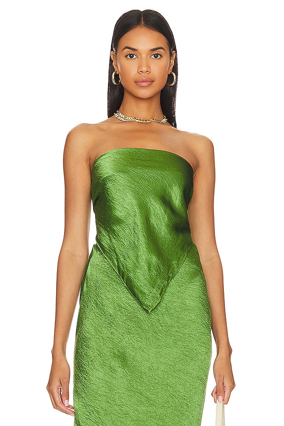 view 1 of 4 TOP FOULARD EN SATIN in Grass Green