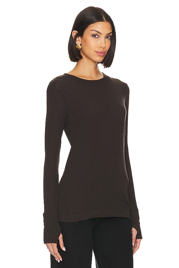 view 2 of 4 Cashmere Easy Cuffed Crew in Dark Brown