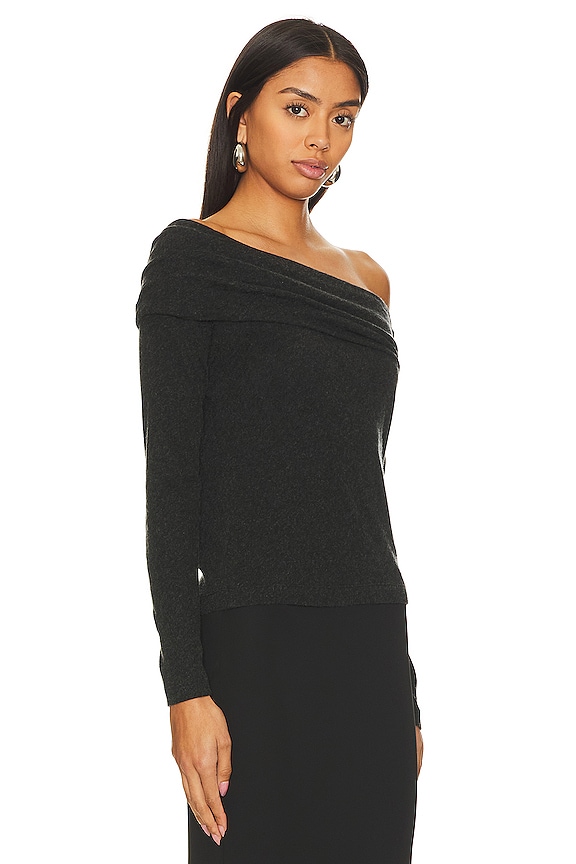 view 2 of 4 Cashmere One-shoulder Top in Charcoal
