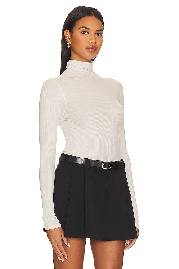 view 2 of 4 Silk Cashmere Rib Slim Turtleneck in Chalk