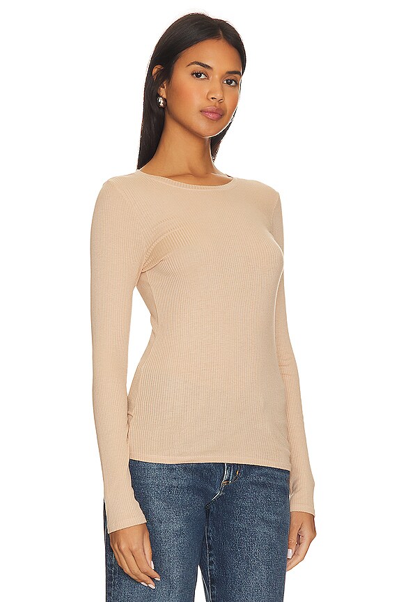 view 2 of 4 Silk Cashmere Rib Slim Crew in Buff