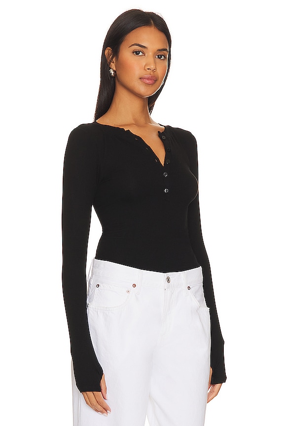 view 2 of 4 Rib Baseball Henley in Black