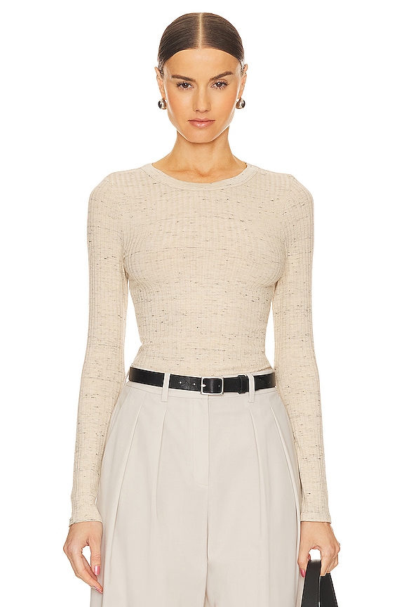 Enza Costa Long Sleeve Crew in Natural | REVOLVE