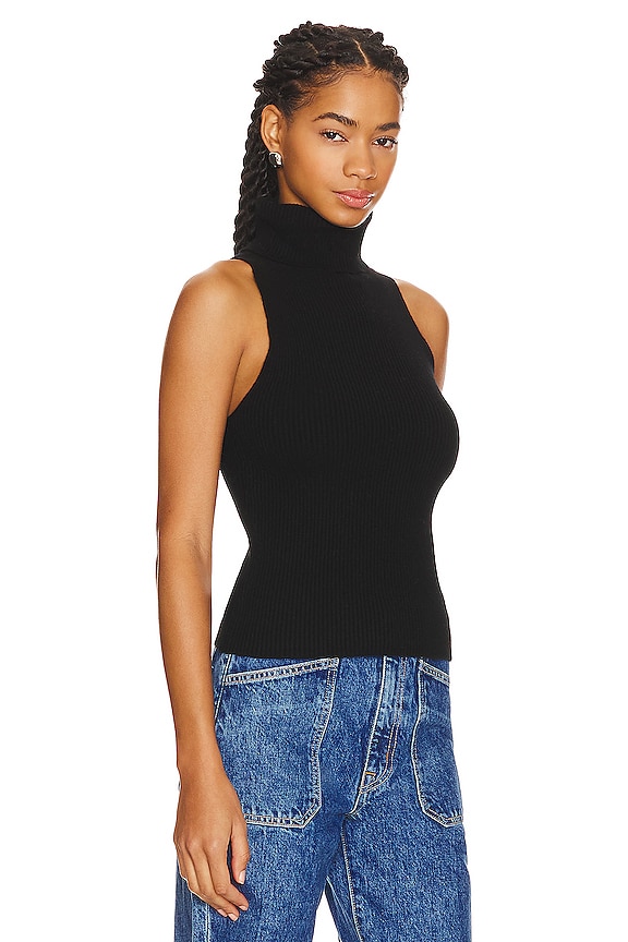 view 2 of 4 Rib Sleeveless Turtleneck Sweater in Black