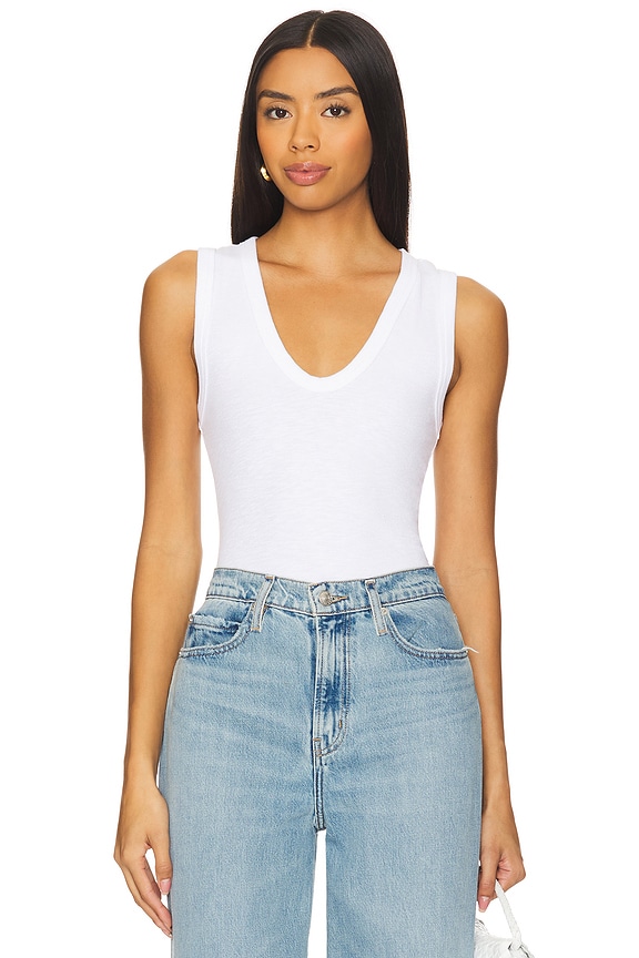 view 2 of 5 Textured Rib Sleeveless U in White