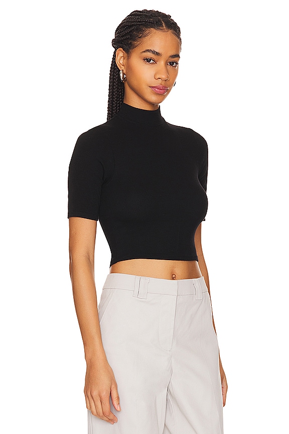 view 2 of 4 TOP COL MONTANT MANCHES COURTES in Black