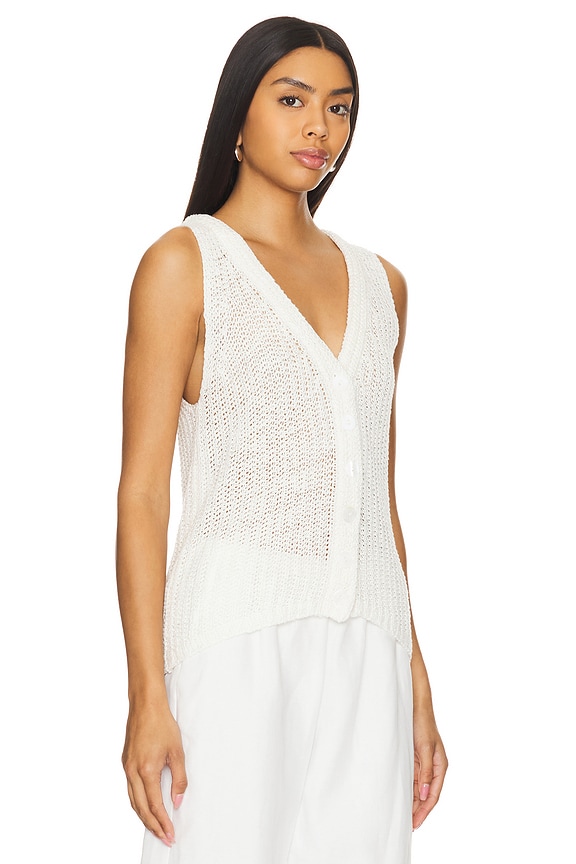 view 2 of 4 Linen Open Knit Vest in White