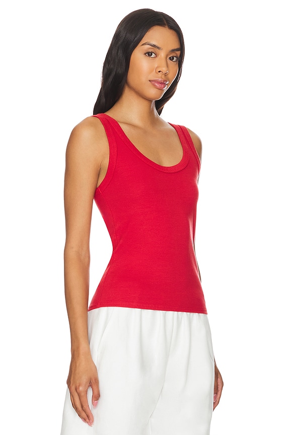 view 2 of 4 Supima Rib Scoop Tank in Poppy