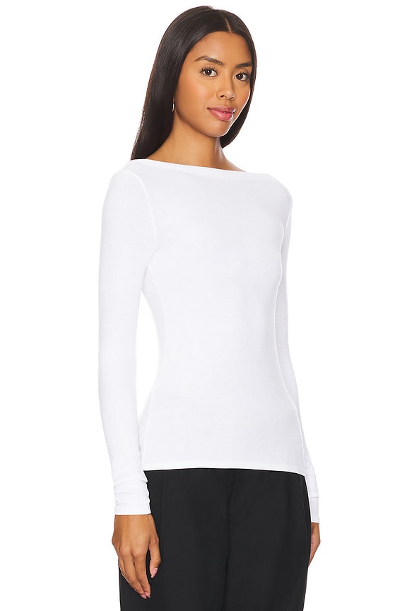 view 2 of 4 Silk Knit Boat Neck in White