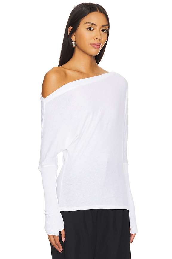 view 2 of 4 Cashmere Cuffed Off Shoulder Top in White