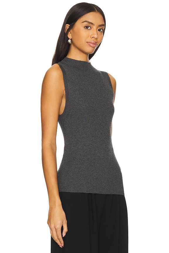 view 2 of 4 Silk Sweater Rib Sleeveless Mockneck in Heather Charcoal
